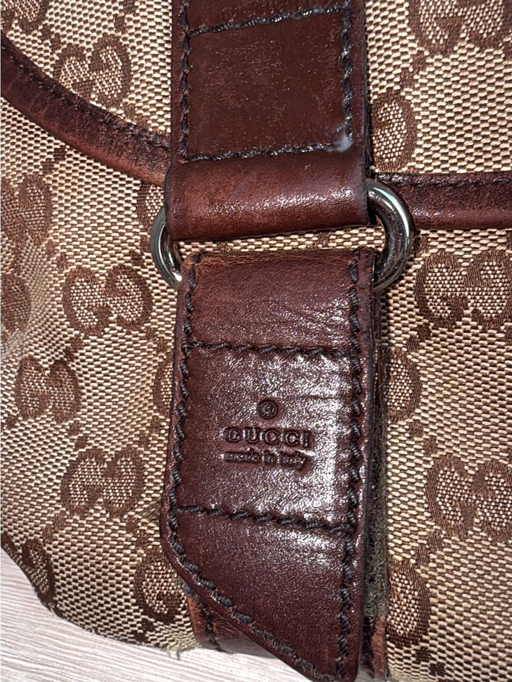 Gucci Vintage GG Canvas Belt Bag Waist Bag 145851 205027 Brown Leather Italy - Picture 3 of 11